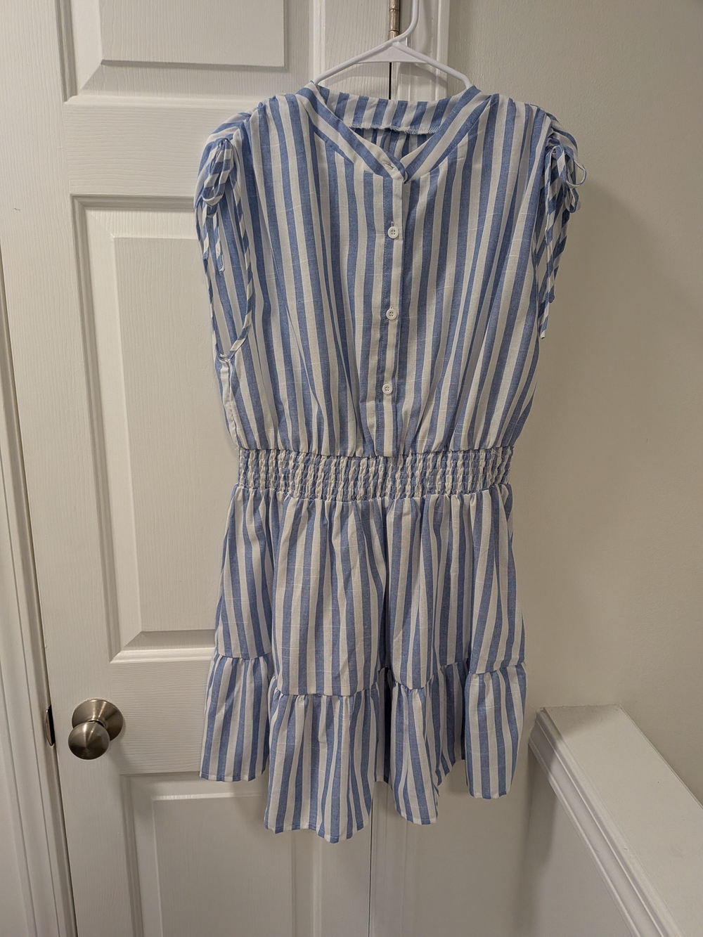 SHEIN Blue and White Striped Mini Dress